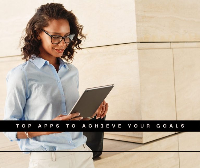Woman with iPad outside of a building