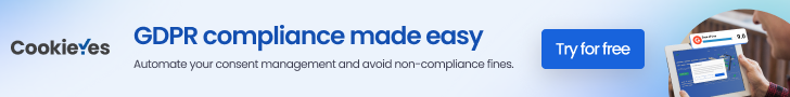 CookieYes Banner with man holding tablet