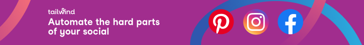 Tailwind ad with Pinterest, Instagram, and Facebook logo